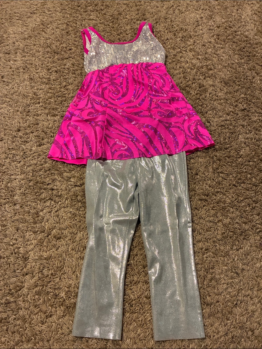 Girls pink and silver skating / dance costume